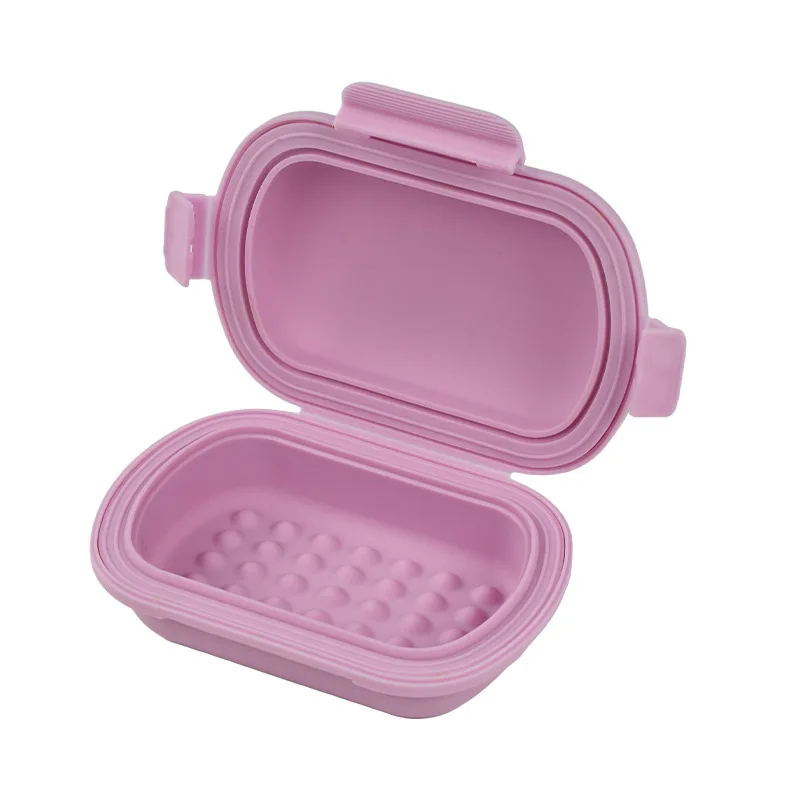 1pcs Food Grade Silicone Soap Container Leakproof With Drainage Bumps For Business Trip Travel Portable Soap Box