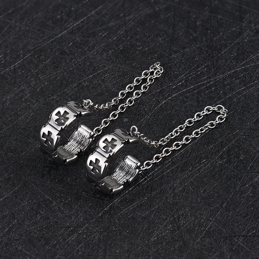 

Punk Cross Chain Stainless Steel Earrings Fashion Geometric Clip Ear Jewelry Party Gifts For Women Men