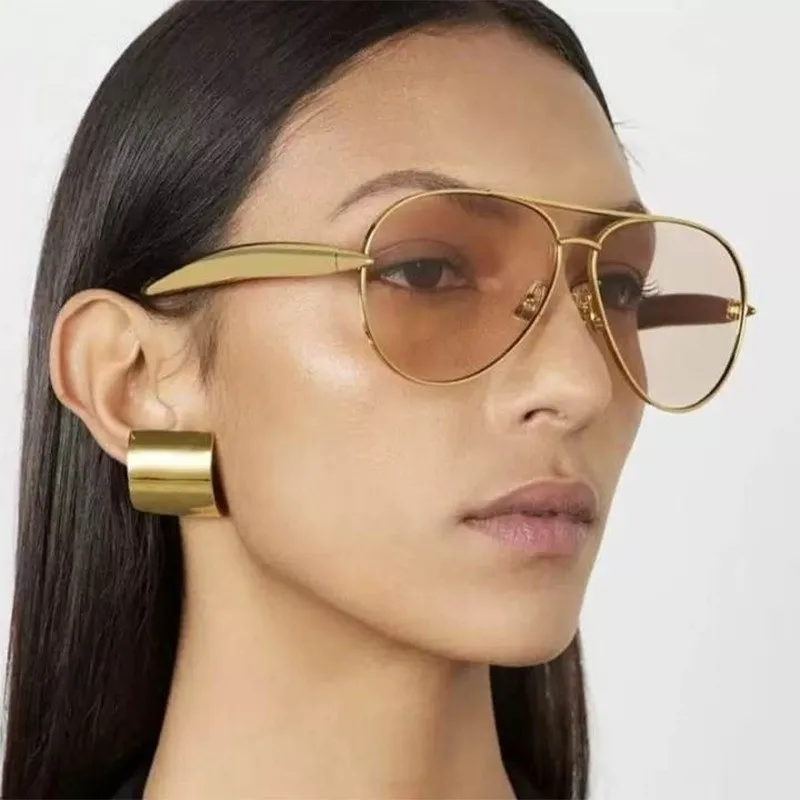 Oval Oversized Sunglasses Women Trendy Vintage Luxury Fashion Glasses Lentes  Femme