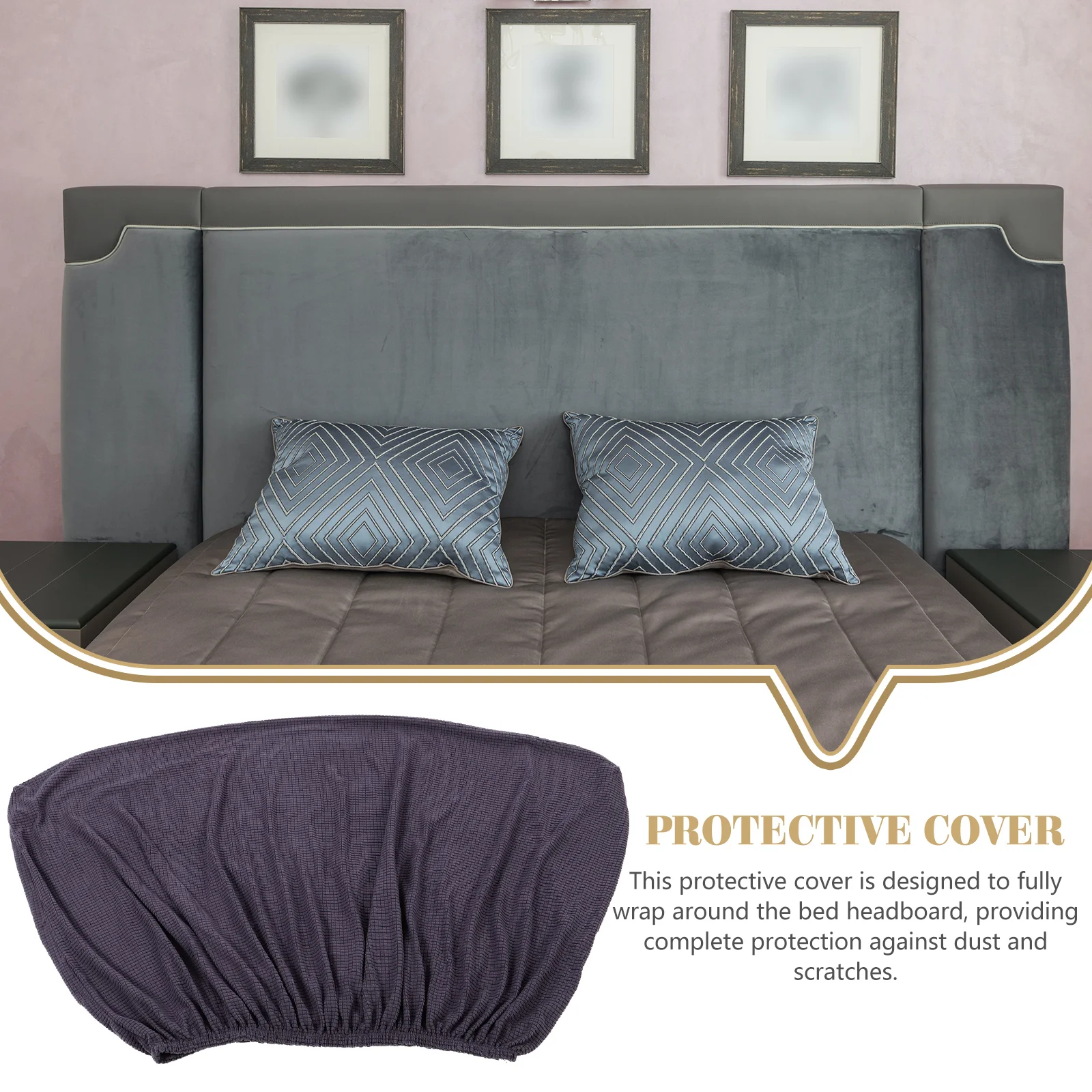 

Headboard Dust Cover 1.5M Fits 1.4-1.7M Bed Headboards Protective Polyester Covers Bedroom Slipcover