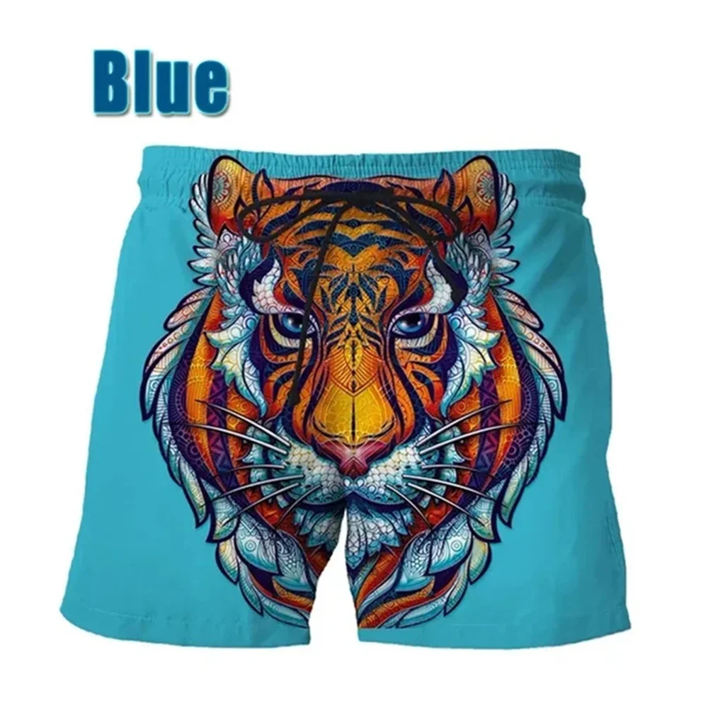 Trendy Tiger Pattern 3d Print Men's Shorts Summer Beach Vacation Hawaii Men's Beach Shorts Street Fashion Casual Skater Shorts