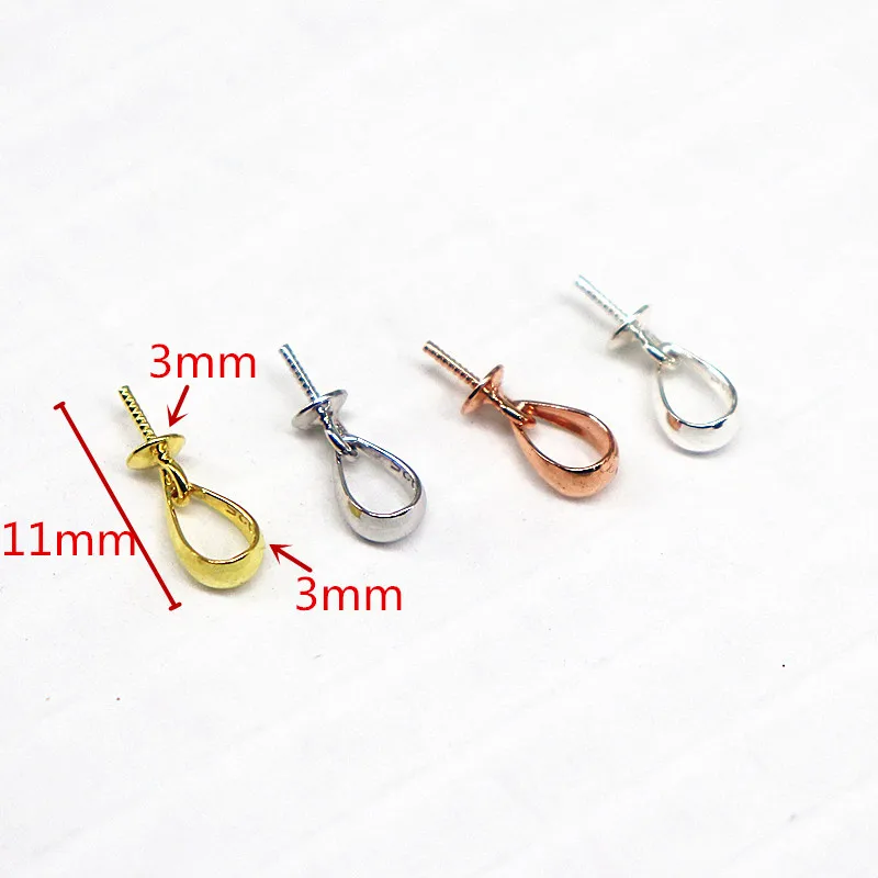 Solid 925 Sterling Silver Pendant Connector Pinch Bail with Cup and Peg for Jewelry Pearl Beads Necklace DIY Components Makings