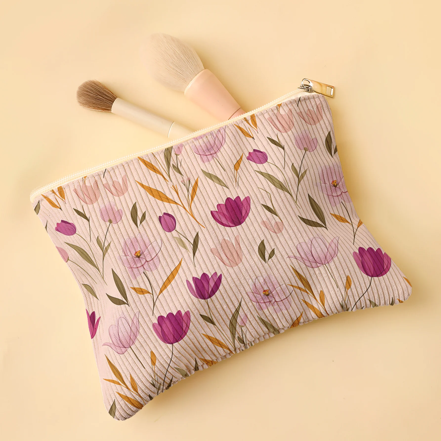 Makeup Bag Large Capacity Corduroy Zipper Bags Fits Foundation/Eyeshadow Palette/Lipstick Say Goodbye to Makeup Table Clutter
