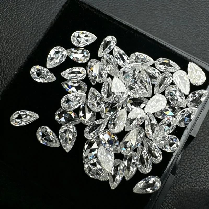 Pear Flat Rose Cut Moissanite Stones Super White Certified Pear shape Diamond D Color VVS1 Clarity for DIY Fine Jewelry Making