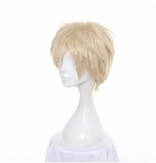 12inch Light Golden Short Synthetic Wigs England Cosplay Wig Heat Resistance Hair