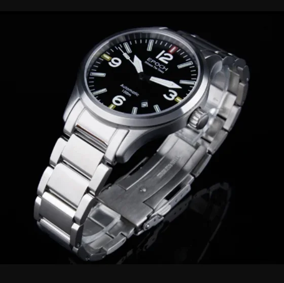 EPOCH Men Automatic Watch 40MM Mechanical Wristwatch Luminous Tubes Diver 10ATM Waterproof Sapphire Military