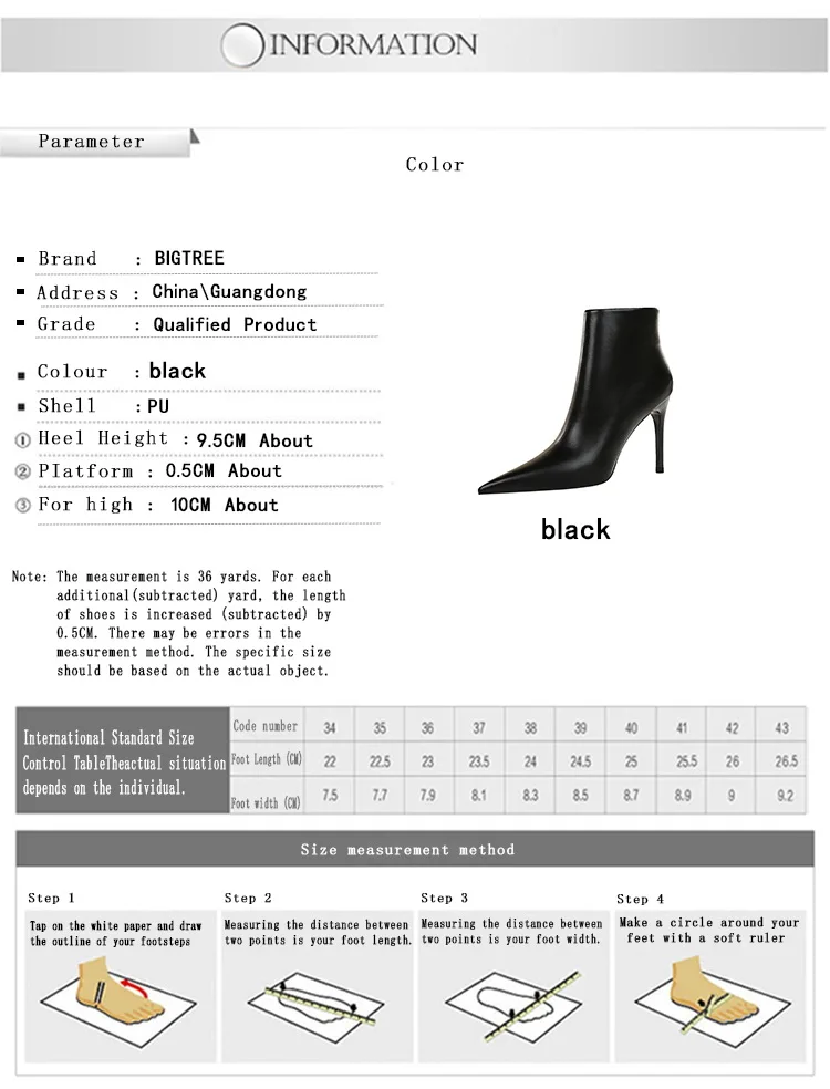 BIGTREE New Design Retro Black Women Ankle Boots Pointed Toe High Stiletto Heels Winter Shoes Zapatillas Mujer