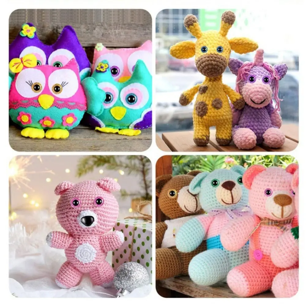 20pcs/set 12mm 3D Sparkling Crystal Cat's Eyes With Flash Pad Plastic Resin Safety Glitter Eyes Crafts 8 Colors Parts