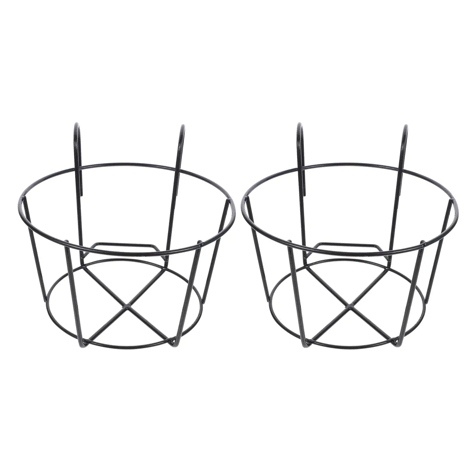 2 Pcs Balcony Flower Stand Plant Pot Holder Black Railing Planter Hanging Basket Rack Durable Metal Suitable Tabletop Windowsill