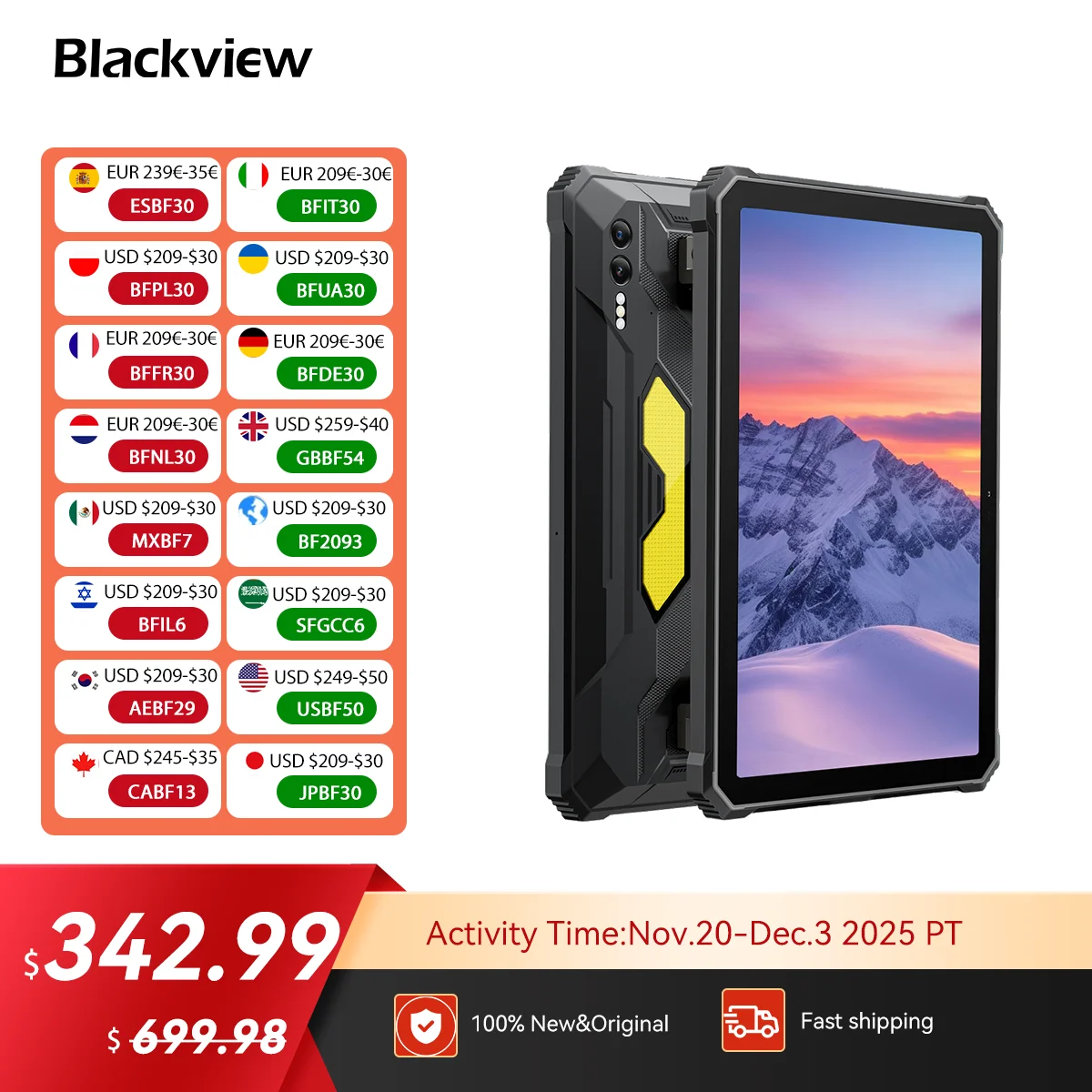 [World Premiere] Blackview Active 10 Pro Rugged Tablets 5G MTK 7300, 11