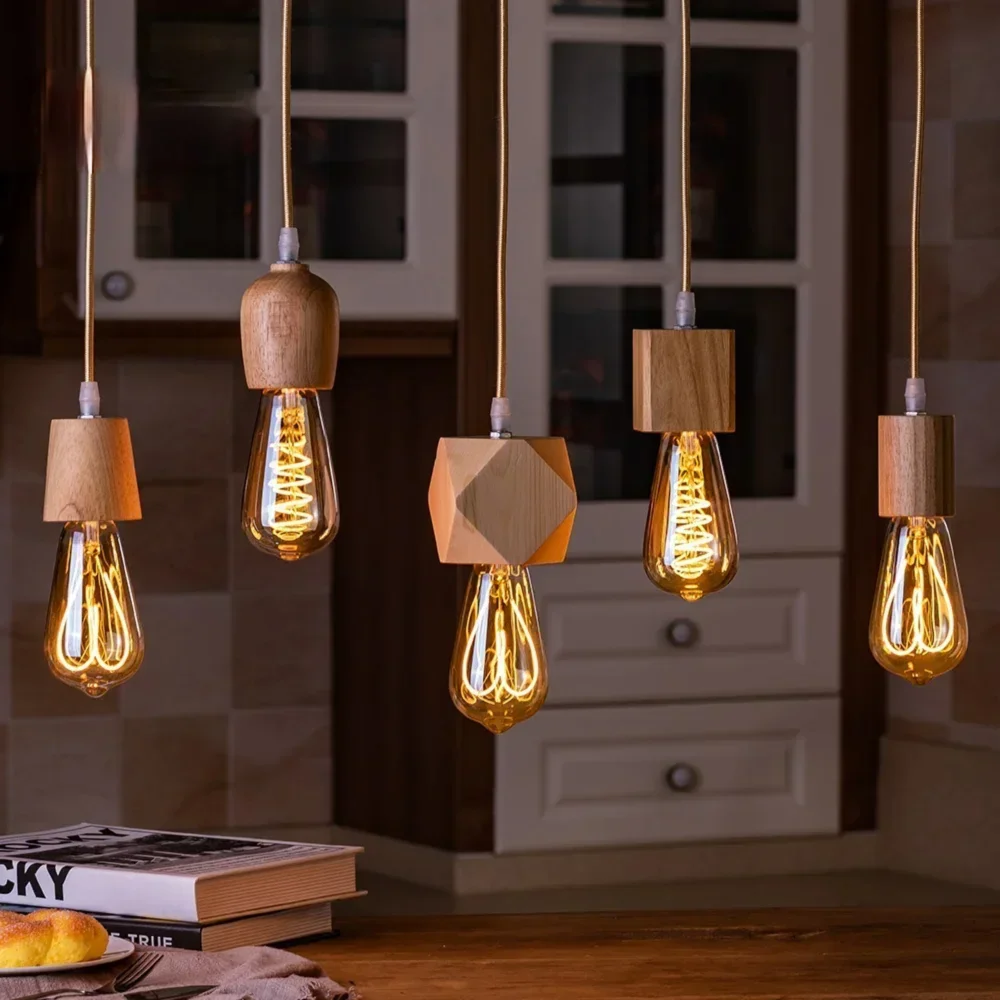 

Lights Personality Loft Lights Wooden Pendant Lights Wood Pendant Lamp Bedroom Homelamp Commercial Shop Decor