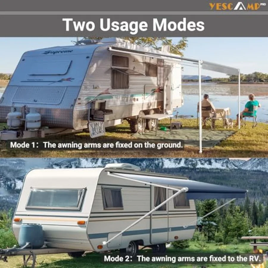 Manual RV Awning Complete Kit Retractable Camper Awning for RV or Trailers RV Roll Out Awning for Camper or 5th Wheel, Travel T