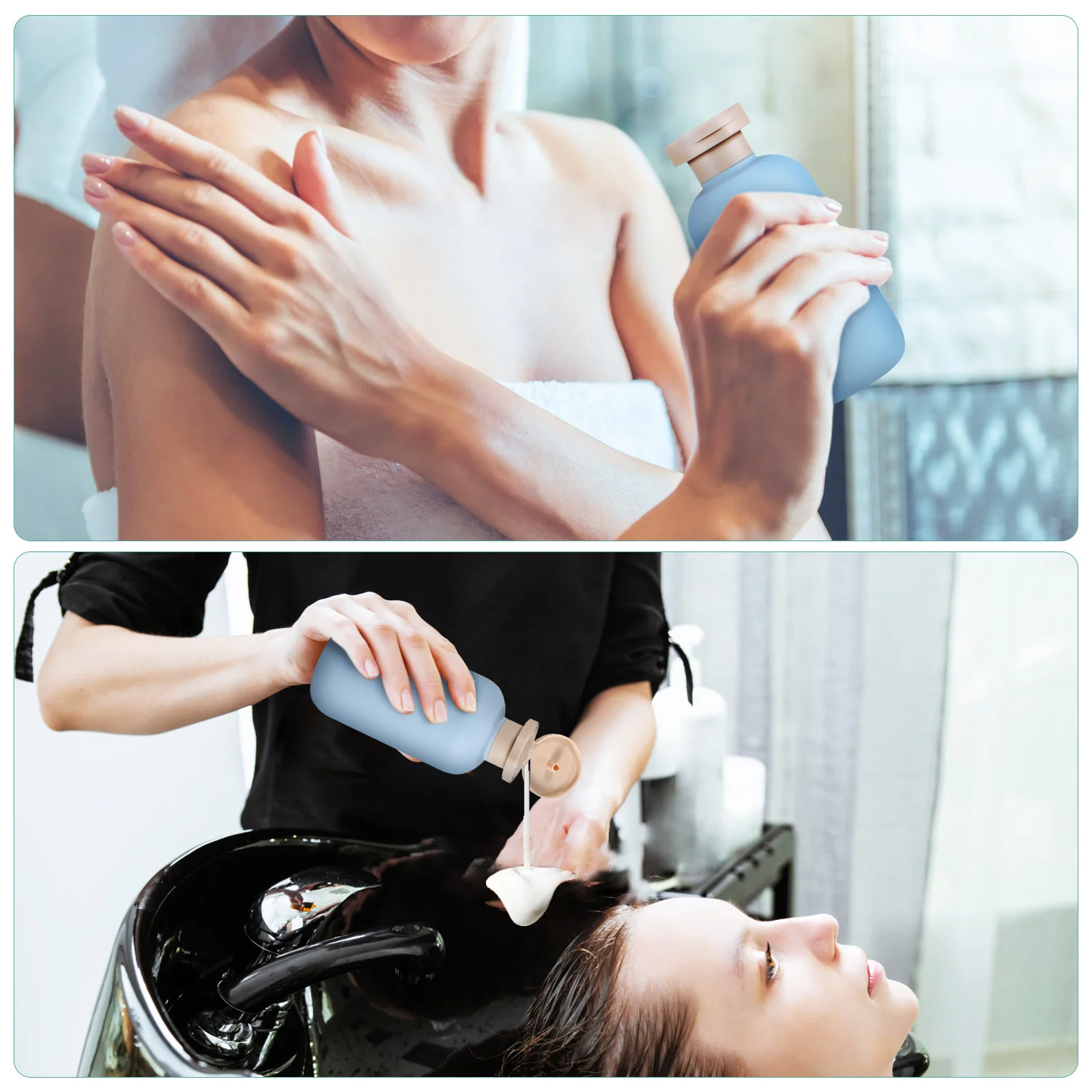 Bouteilles de voyage en plastique rechargeables, taille de bouteille de shampoing, pour articles de toilette, conteneur de Lotion, conteneurs de voyage anti-fuite, 2 pièces