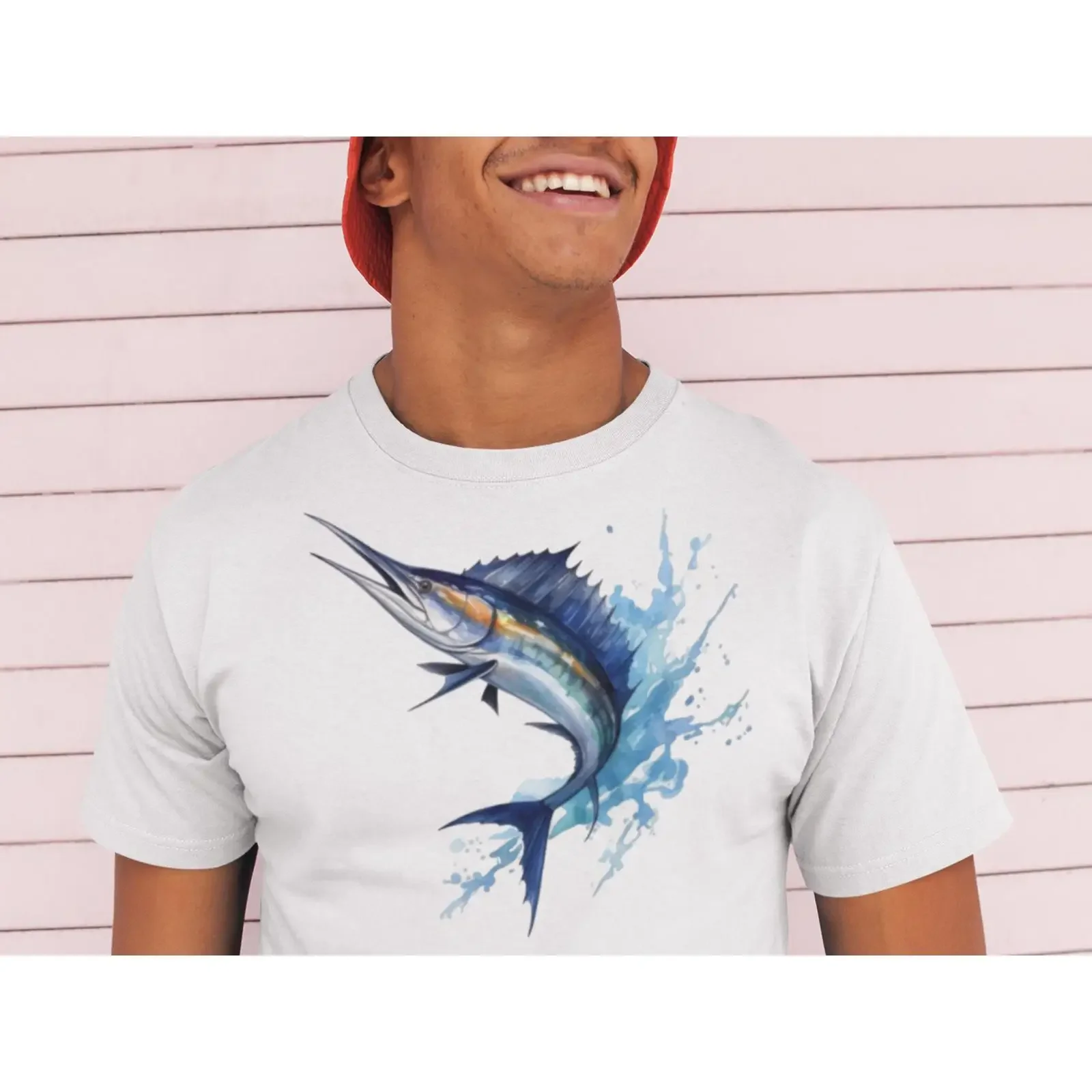 Marlin Fishing T Shirt Deep Sea Fisherman  vintage Washed Top For Everyday Wear Slightly Breathable graphic Versatile homme