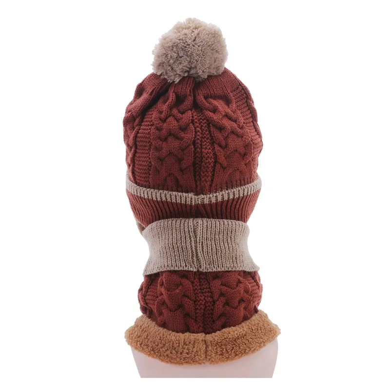 Brand Winter Knitted Scarf Hat Set Thick Warm Skullies Beanies Hats for Women Solid Outdoor Snow Riding Ski Bonnet Caps Girl