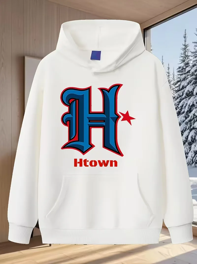 2026 Men H-Town Houston 713 Gothic Street Hoodie, Casual Drawstring Sweatshirt, Travel Souvenir Local Pride Hooded Top