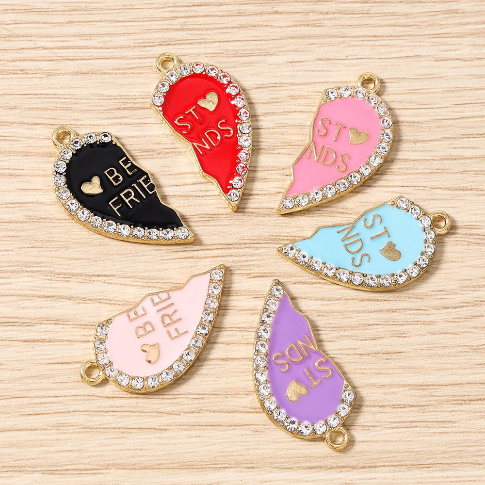 

Tusember 10pcs Cute Colorful Crystal Love Hearts Charms Pendants for Drop Earrings Bracelet Necklace Pendants Jewelry Making