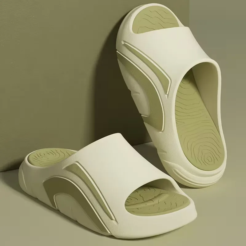Men EVA Shower Slippers Summer Anti Odor Non Slip Thick Bottom Slides Soft Cushion Indoor Outdoor Bathroom Beach Casual Sandals - view 3