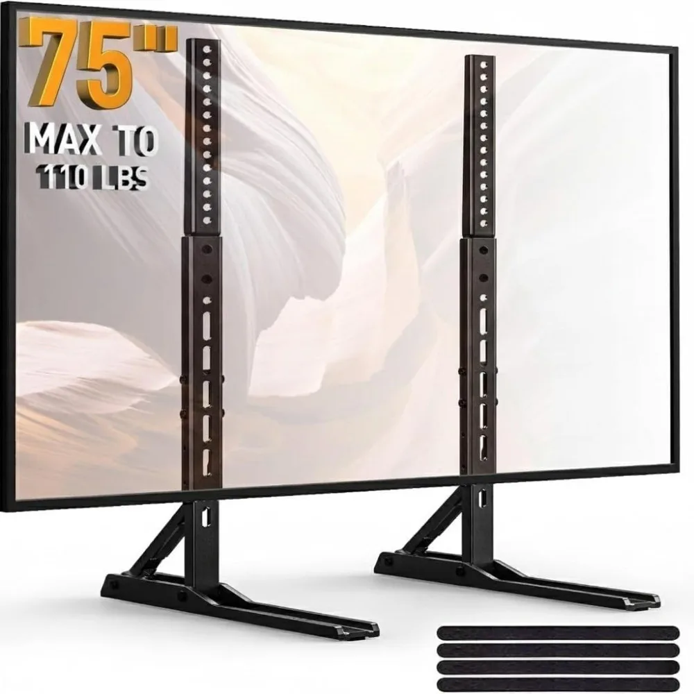

Universal Height-Adjustable TV Stand for 22-75 Inch TVs, Supports Up to 110lbs with Tempered Glass and Max VESA 800x600mm