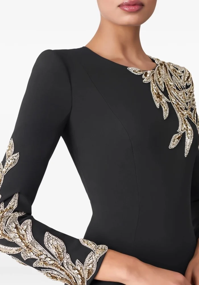 Maßgeschneiderte klassische Jersey-Perlen mit Pailletten, drapiert, A-Linie, O-Ausschnitt, lange Kleider, maßgeschneiderte Anlasskleider, Retro-Mode, hohe Qualität