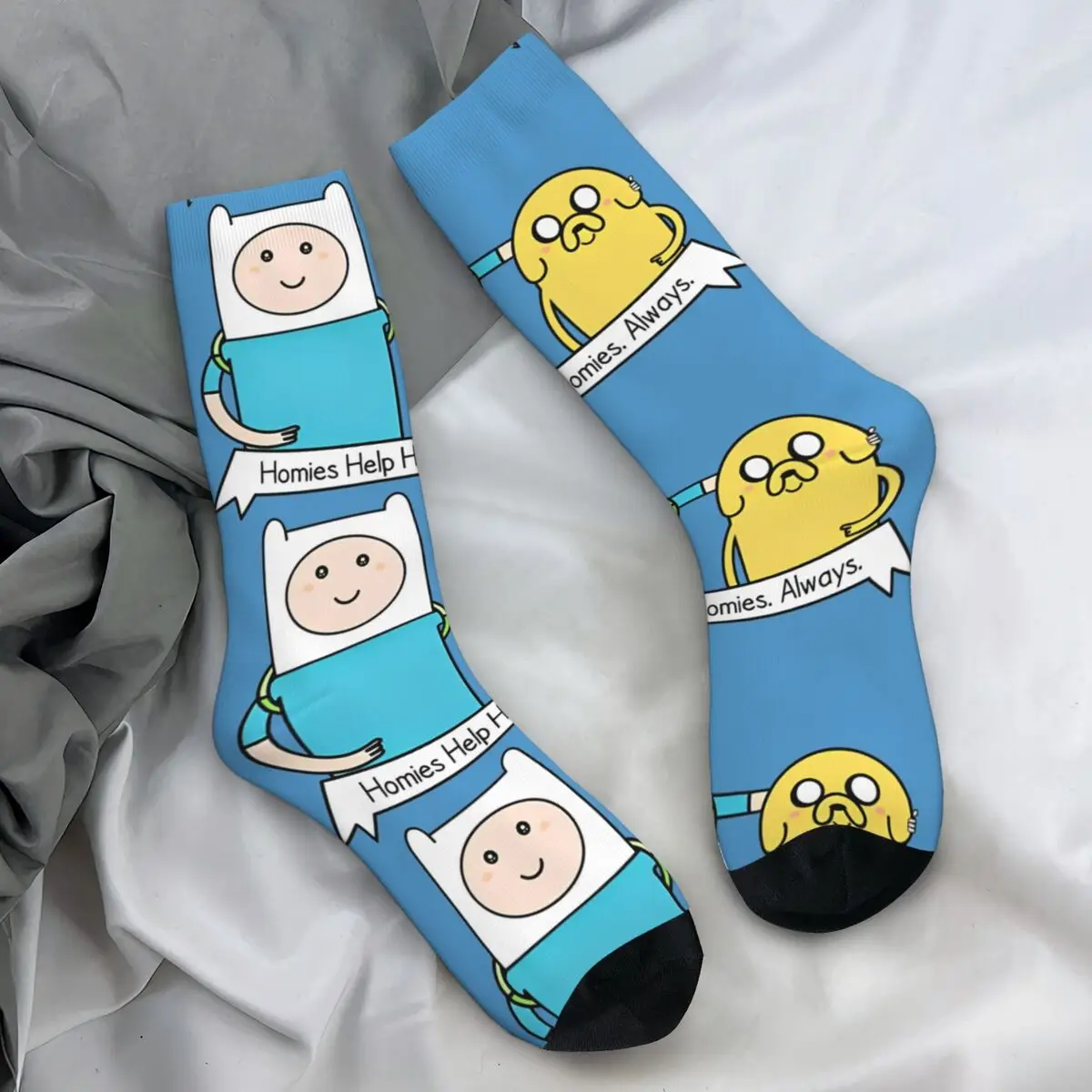 Adventure Time Animated Television Socks Finn and Jake Korean Stockings Unisex Men Skateboard Socks Spring Non Slip Socks