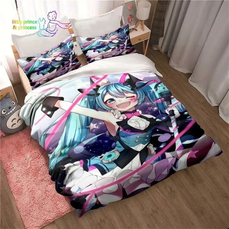 Japanese Kawaii Anime Miku Bedding Set Single Twin Full Queen King Size Bed Set Aldult Kid Bedroom 3D Print