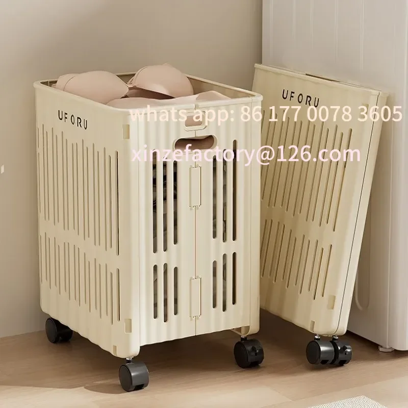 

Customizable Folding Dirty Clothes Basket Clothes Storage Basket Household Wheeled Movable Bedroom Bathroom Large Collection Box