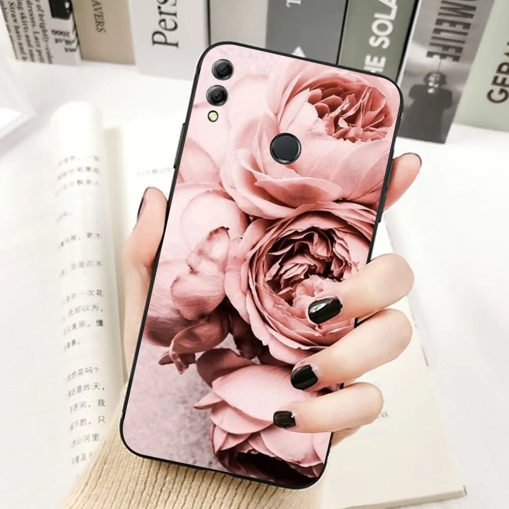 Eleganckie etui na telefon Pink Purple Peony do Huawei Honor 10 Lite 9 20 7A Pro 9X Pro 30 Pro 50 Pro 60 Pro 70 Pro Plus