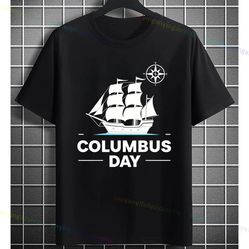 تي شيرت رجالي ونسائي مضحك كولومبوس وورلد تورز جرافيك من القطن الخالص بأكمام قصيرة كاجوال للارتداء اليومي في الهواء الطلق