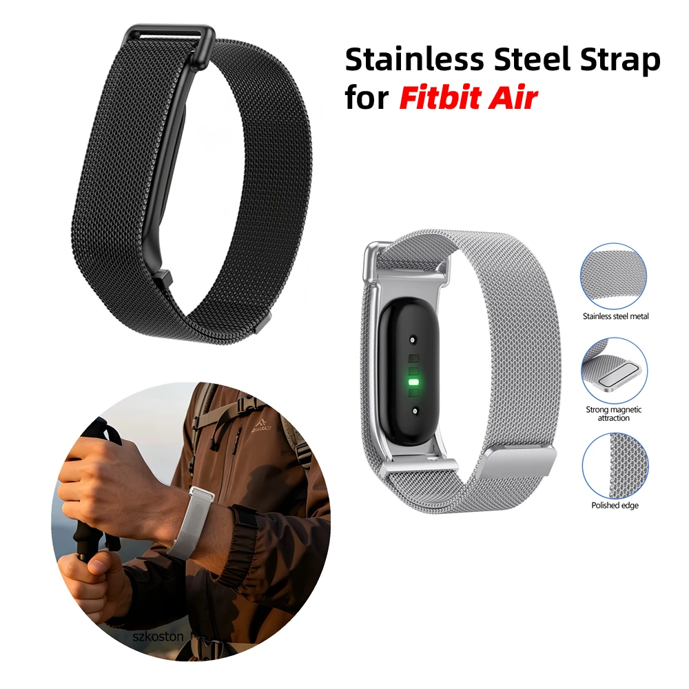 Metal Protective Case Stainless Steel Strap For Fitbit Air Feather-Light Precision-designed Ultra-Slim Release Replacement Band