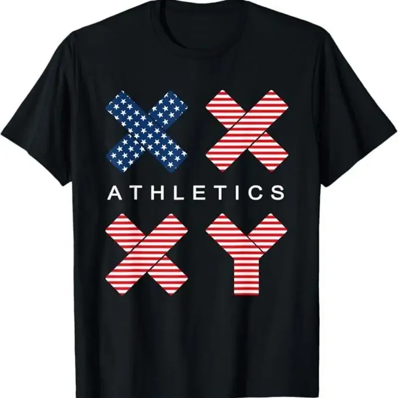 Funny Gender Genetic American Flag XX XY Athletics T-Shirt