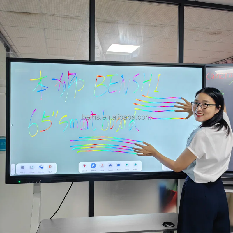 

86 "65" 4k цифровая интерактивная доска, маркер для доски, сенсорный экран, система Android, добавление камеры, телеконференц-система