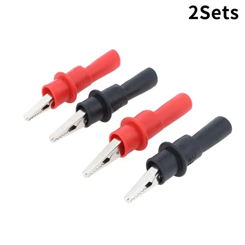 Multimeter Test Leads 4Pcs Set With Insulated Alligator Clips Non-Slip Handle F…