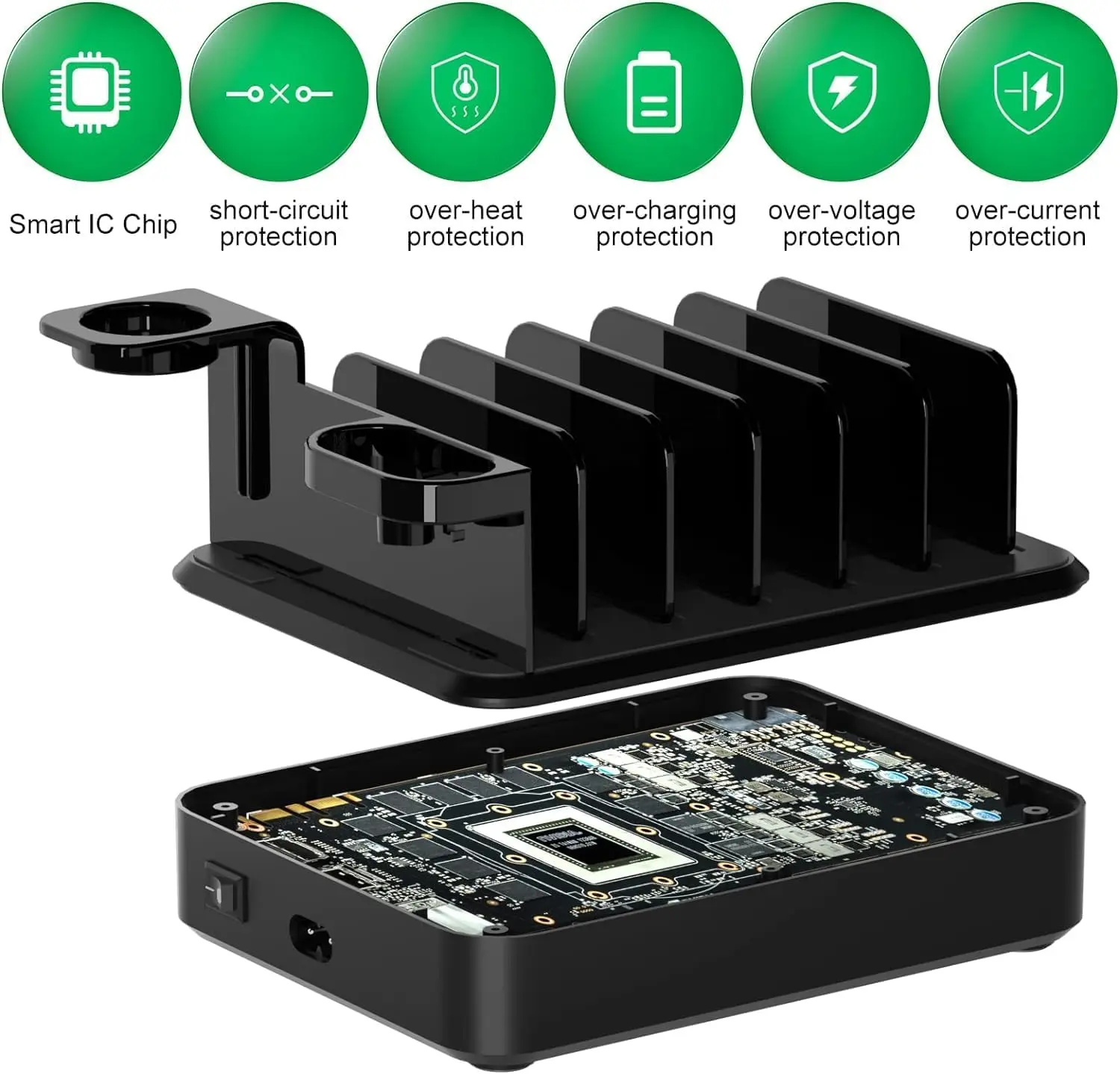 ใหม่เครื่องชาร์จหลายพอร์ตโทรศัพท์มือถือแท็บเล็ตประเภท-C พอร์ต USB นาฬิกาชุดหูฟังเครื่องชาร์จไร้สาย 8in1 พอร์ตอะแดปเตอร์ฮับมัลติฟังก์ชั่น