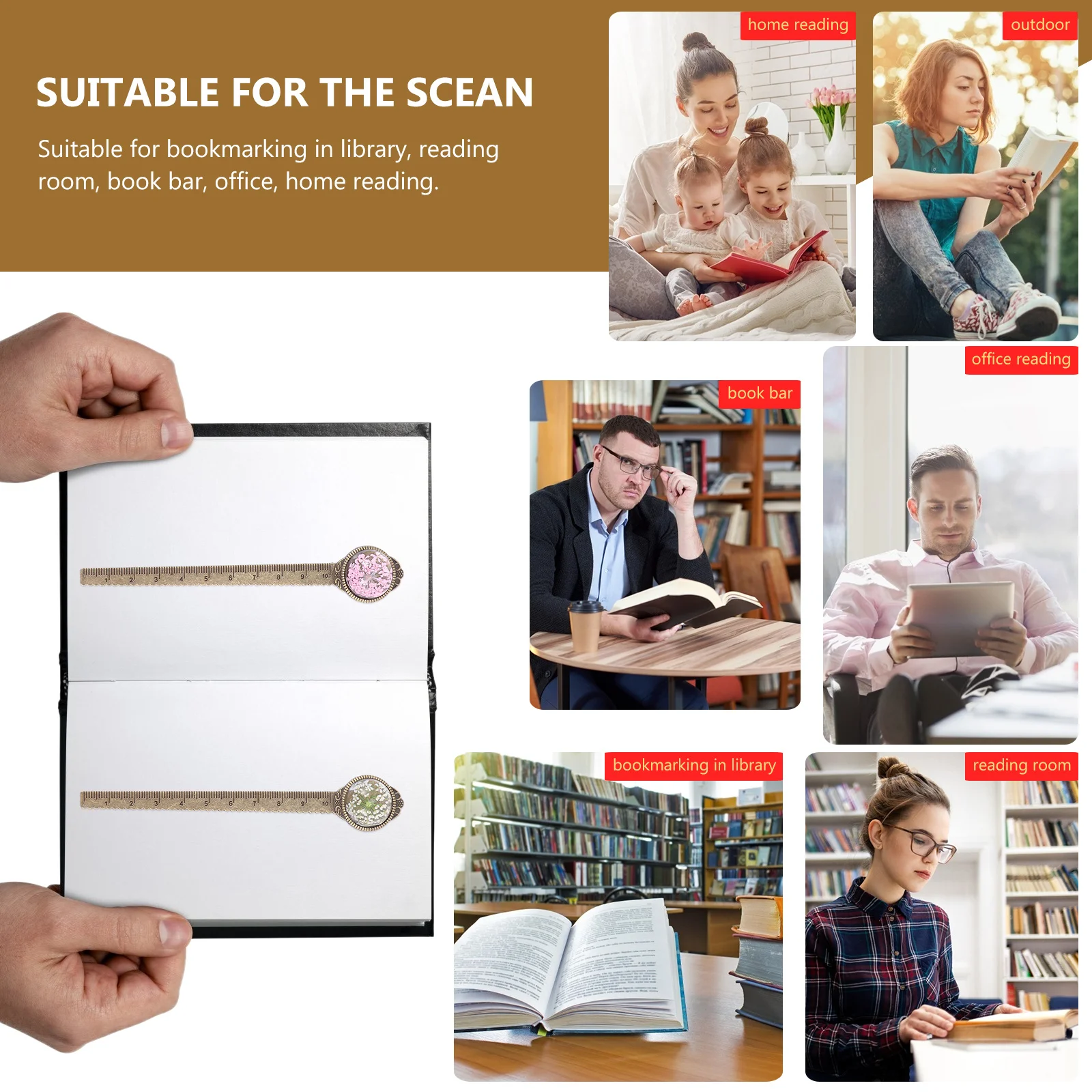 

4Pcs Metal Bookmark Ruler Retro Design Zinc Alloy Vintage Style Thin Lightweight Page Marker Book Accessories Gift for Book