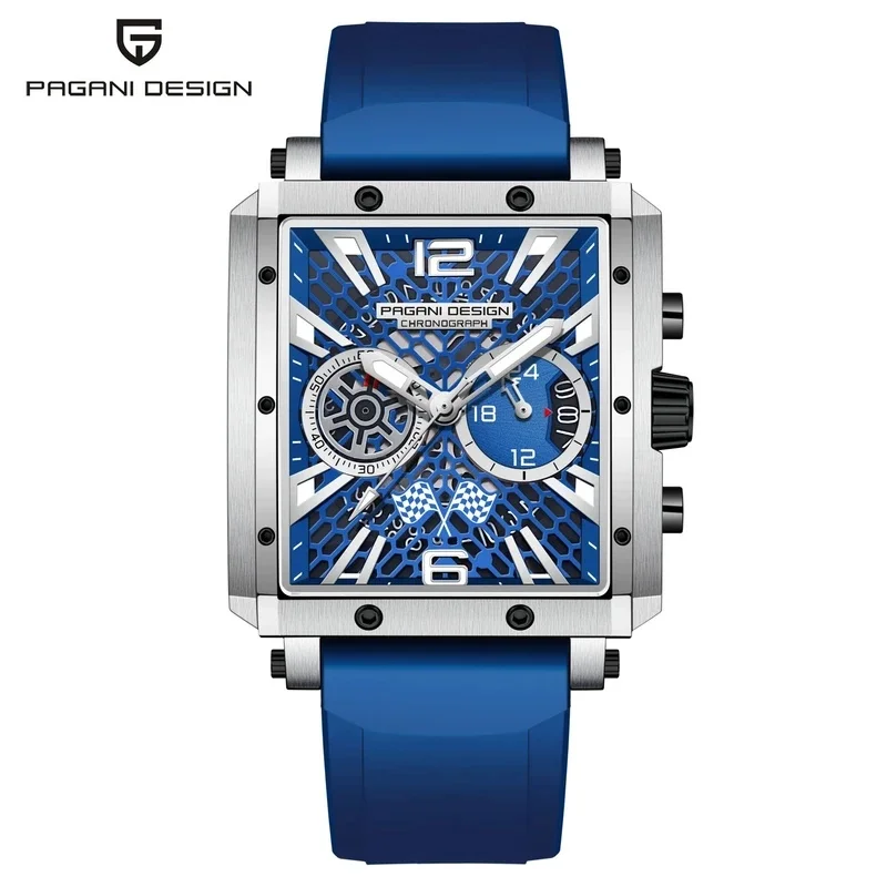 PAGANI DESIGN New Men Skeleton Racing Series Sports Multifunction Quartz Watch 100M Diving Sapphire Glass Men Stainless Watch