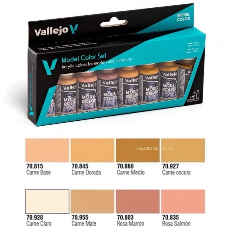 Vallejo 70124 Acrylic Paint Set Environmental Water Based Paint 8pcs Face Skin Tone for Figure Portrait Military Model Painting