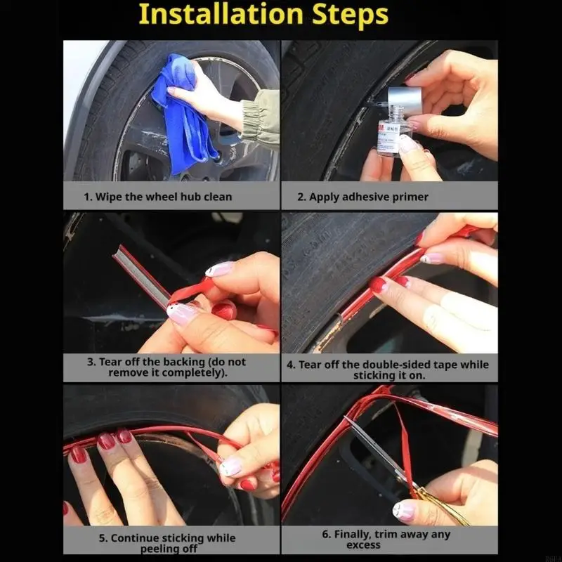 Automotive Rims Trim Exterior Wheel Molding Trim 8M Automotive Rims Trim Roll for Car Sticker Styling