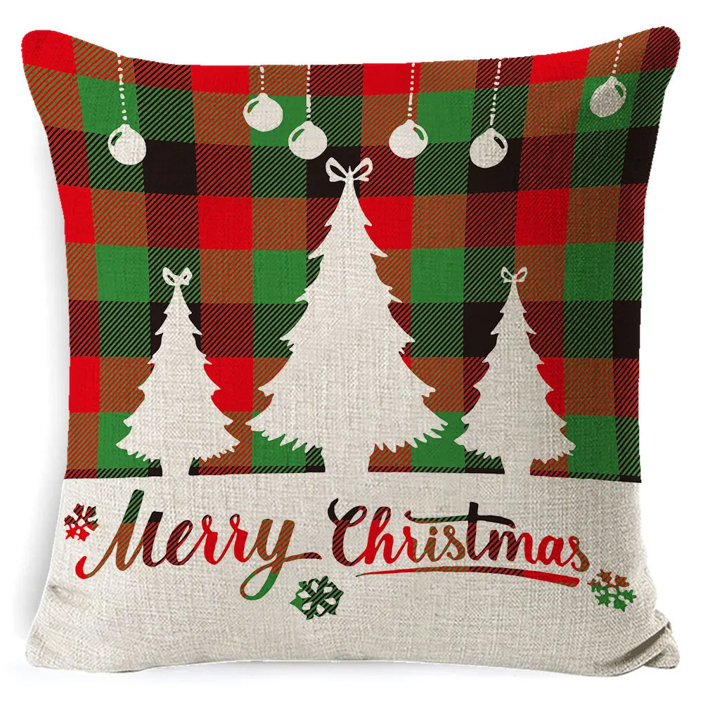 Vintage Christmas Collection 40x40 Pillow Case Linen Square Throw Pillow Case Decorative pillows for Sofa Fundas De Cojines