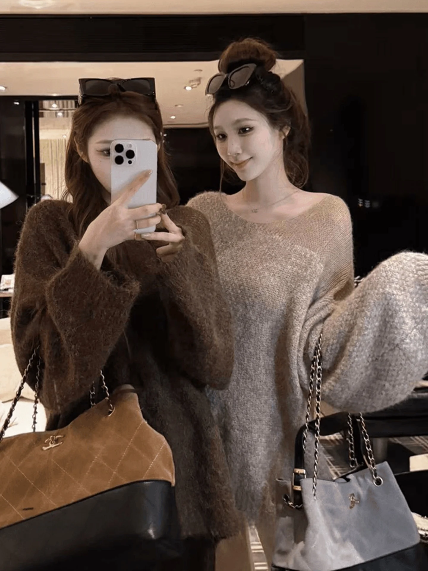 

Свободный вязаный свитер с длинными рукавами для женщин, осенний, высококачественный, в стиле Lazy Chic, с вырезами, уютный, надеваемый через голову, Pure Desire, индивидуальный топ