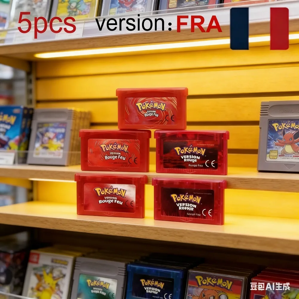32Bit HQ Pokémon GBA Cartridge Game Boy Advance Emerald FireRed LeafGreen Sapphire Ruby Game Card view 5