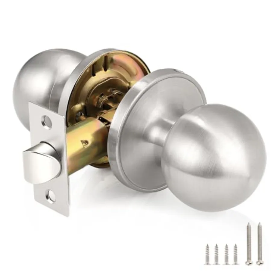 

Closet Door Knob, Interior Door Knobs with Round Ball Knob for Passage, Hallway Doors, Keyless Non-Locking Indoor Door Handle,