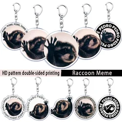 Cute Dancing Pedro Raccoon Meme Acrylic Keychains Ring for Accessories Bag Pendant Key Chain Animal Llavero Jewelry Fans Gifts