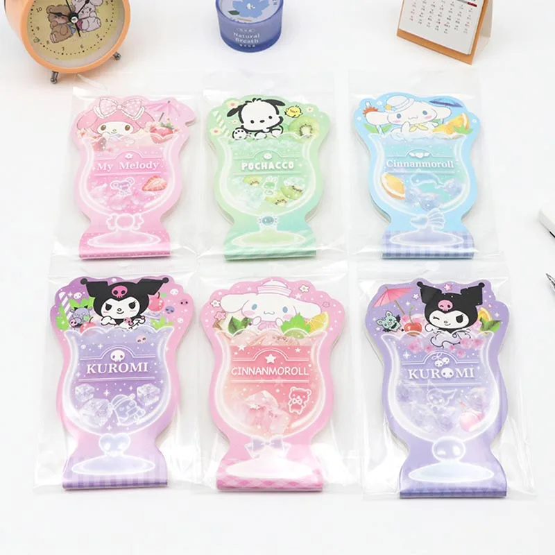 24pcs/lot Sanrio Kawaii Melody Kuromi Pochacco Memo Pad Sticky Notes Stationery Label Notepad Planner Sticker Post School Supply