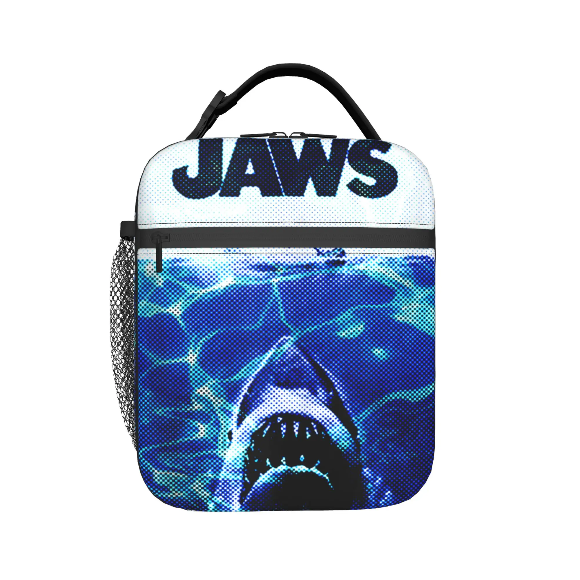 Jaws 50th Anniversary Poster Blue Lunch Bag  Casual Lunch Box For Girls  Outdoor Picnic Cooler Bag Waterproof Tote Food Bags