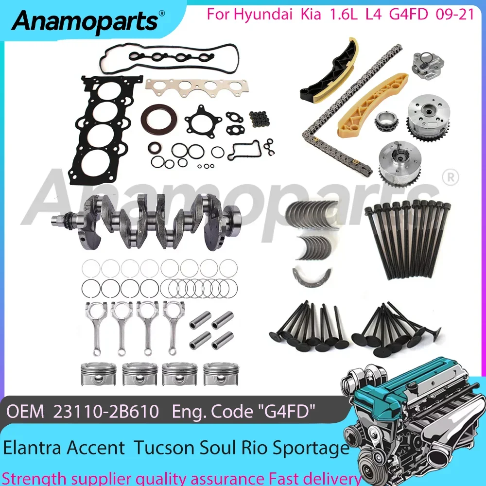 

Engine parts overhaul reconstruction crankshaft timing kit 09-21 for Hyundai Elantra Accent Kia Rio Sportage 1.6L L4 G4FD DOHC
