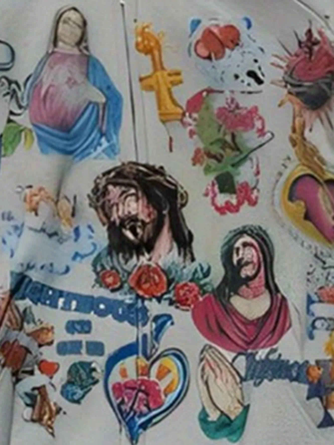 Women's Gothic Hoodies Fashion Harajuku Streetwear Jesus Printing Graffiti Pullover