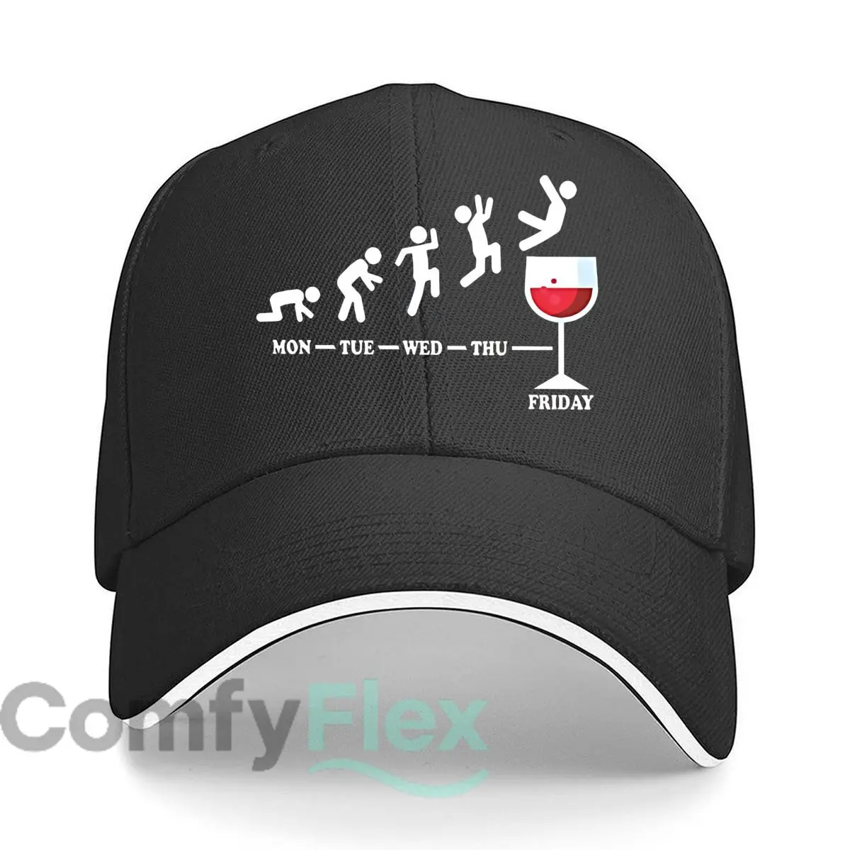 Vino días rutina semanal Humor Hip Hop sombrero moda deportes al aire libre sándwich gorra de béisbol