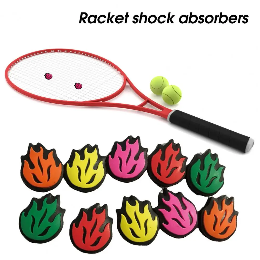 

4Pcs 3.5cm Tennis Racket Shock Absorber Flame Shape Silica Gel Protect Elbow Joint Shock Absorber Tennis Racquet String Dampener