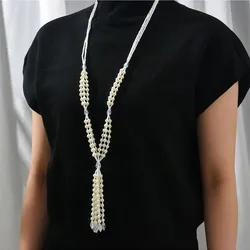 Necklaces For Women Crystal Simulated Pearl Jewelry Necklace Multilayer Long Necklace Tassel Beads Pendant Necklaces